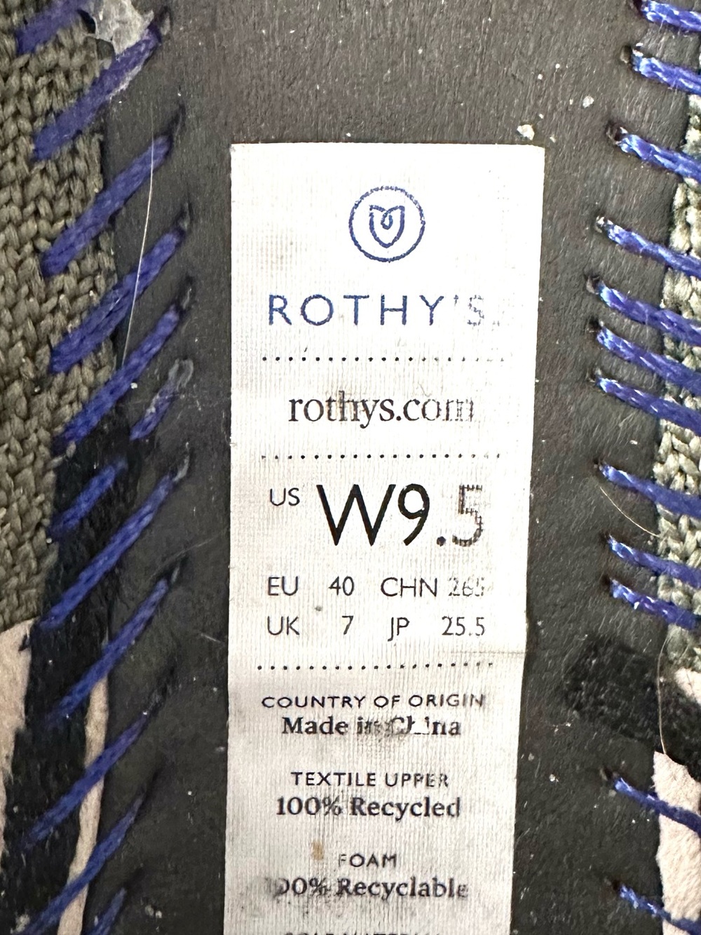 Rothy’s The Loafer Olive Green Navy Blue Trim Flats Size 9.5 Retired - Picture 7 of 7